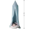 Bebê crianças cama redonda cúpula cama canopy algodão linho mosquito rede cortina mosquito net crianças sala de menina 3