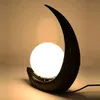 Modern Resin Moon Besides Table Lights Black Red Bedroom Desk Lights Living Room Glass Lampshade Creative Desk lighting Fixtures