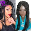 High quality Braided Wig with baby Hair Synthetic Braiding hair Heat Resistant Black box Braided Synthetic Lace Front Wig for Black Women