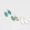 Fashion Gold Color Geometry Turquoise Shell Charm Dangle Druzy Earrings For Women brand Jewelry