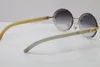 Heiße Randlose Weiße Echte Natürliche Runde Sonnenbrille Neue Vintage Gute Qualität Brille T8200761 Oval Len Geschnitzte Linse Brillen Unisex