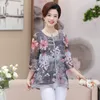 Waeolsa Chinese stijl vrouw etnische chiffon blouses grijs blauw rood groen bloem gelaagde tops vrouwen oosterse botton design blouse