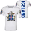 Islandia Unisex Youth Student Boy Custom Made Name Number T Shirt Flaga narodowa Osobowość Trend Wild Couples Casual T Shirt Odzież