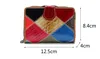 New Candy Color Pattern Joint Wallet Cowhide Genuine Women Short Wallets Girl Women Purse Card Holder Fashion Leather Coin Purse