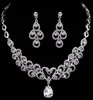 Collier romantique boucle d'oreille brillant perles strass mariée diadème bijoux ensembles perles accessoires de mariage pour soirée de mariage JLO26