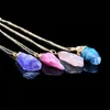 Colorful Natural Stone Crystal Necklace Women Pendant White Pink Quartz Healing Chakra Men Necklaces Jewelry Gift