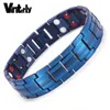 Vinterly Herren-Armband, blau, Kettenglied, Gesundheit, Energie, Germanium, biomagnetisch, reines Titan, Armbänder, Armreifen für Herrenschmuck