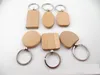 6Designs Tomt Wood Key Chain Rectangle Heart Round Rund Diy Carving Keyring Wood Keychain Taggar gåvor