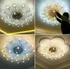 Modern K9 Crystal LED Flush Mount Ceiling Chandelier Lights Fixture Gold Svart Hemlampor för vardagsrum Sovrum Kök Llfa