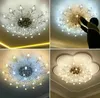 Modern K9 Crystal LED Flush Mount Ceiling Chandelier Lights Fixture Gold Svart Hemlampor för vardagsrum Sovrum Kök Llfa