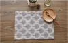 40x30cm Linen Bomull Matta Modern Trädmönster Placemat Matbord Mat Kusthaster Värme Isolering Pad Protector Table Dekoration