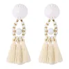 Bohemia Retro National Style Dangle Chandelier Exaggerated Long Tassel Earrings Fashion Colorful Acrylic Beads 10 Colors Wholesale