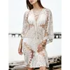 Pareo Beach Cover Up Floral Embroidery Bikini Cover Up Badmode Dames Robe de Plage Beach Cardigan Badpak Cover UPS