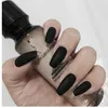 24pcs/Set Matte Black Artificial Coffin Nails Ladies Nail Art Decoration Full Cover False Nail Tips with Glue Long