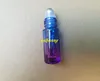 10pcs/lot 20*63mm Thick 5ML Gradient Color Glass Roll On Essential Oil Bottle Empty Steel Roller Ball Bottles C2202