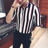 2017 rayure coton décontracté hommes Cool mode lin rayé chemise lin mâle Slim Fit chemises 7 minutes manches affaires sociales