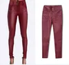 Women's Sexy Faux Leather Stretch Skinny Pants Lady Black High Waisted Slim Jeans Trousers