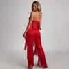 Cosygal röd full tofs sexig jumpsuit rompers kvinnor ny mode två bit kostym 2018 elegant fest natt clubwear sommar jumpsuit