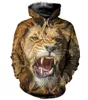 3d leão impresso hoodie