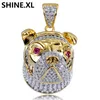 Hip Hop Animal Neckalce Two Color Tone Iced Out Cubic Zircon Bulldog Hanger Ketting Bling Party Sieraden