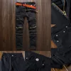 Jeans pour hommes Classic Slim Vêtements pour hommes Fit Straight Biker Zipper Full Length Pants Taille 36 34 32