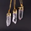 Goldcolor Druzy Gem Stone Clear White Crystal Point Pendant NecklaceDrusy Crystal Quartz pendant necklace3892261
