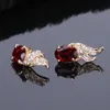Conjunto de jóias de cristal de nupcial de ouro para mulheres originais redondas pedras vermelhas pulseiras / brincos / pingente / colar / anel