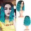 Hair wig Cosplay wigs Ombre Blue Wigs Short water Wave False Hair Synthetic Hair High-temperature Resistance Free Shipping 2018