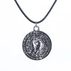 Nordische Wikinger-Amulett-Halskette, antikes Silber, Wolfskopf, Bärentatze, Baum des Lebens, Kriegspferd-Anhänger, Lederseilkette für Herrenschmuck