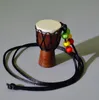 Handgefertigte Halskette im ethnischen Stil, afrikanische Trommel, Holz-Anhänger, Charm-Halskette, Djembe-Percussion-Musikinstrument-Halsketten für Damen, Herren, Kinder