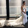 Robes de mariée sirène modestes avec bretelles en dentelle appliques balayage train pays robe de mariée sur mesure sexy plus taille robes de mariée