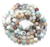 Jln yoga 108 malas budismo pulseira moda vida árvore lótus om buda charme contas amazonita yoga meditação multi camada pulseira258n