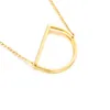 whole Fashion Letter Necklaces Pendants alphabet Gold Color Stainless Steel Choker Initial Necklace Women Girl Jewelry Collier275Q