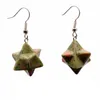 Nouveau naturel pierre gemme Merkabah étoile boucles d'oreilles pour fille opale rose cristal Lazuli polyédrique Reiki goutte bijoux