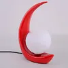 Modern Resin Moon Besides Table Lights Black Red Bedroom Desk Lights Living Room Glass Lampshade Creative Desk lighting Fixtures