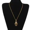 Collana di gioielli hip-hop di nuova moda Collana in acciaio inossidabile 316L placcato oro Rinestone Collana pendente da basket per uomo donna NL-611