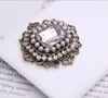 Antique Gold Tone Vintage Style Crystal and Pearl Brooch without Pin