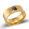 Taglia 7-14 Fashion Handsome Male Jewelry Wolf Design Acciaio inossidabile 316L Anello da uomo Stile punk Anelli a fascia per uomo donna Larghezza 8mm