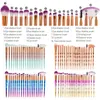 20pcs /セット目メイクアップブラシセットレインボーダイヤモンドメイクアップブラシeyebrowアイライナーブラシファン形状基礎パウダーブラシ