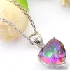 Colored Pendant 925 Sterling Silver Necklaces LuckyShine Heart For Women Cz Zircon Pendants Wedding Engagemets Bride Jewelry Gift280M