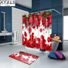 XYZLS 2017 Nova Buerfly / Red Rose 3D À Prova D 'Água Duche Curtain Curtains Poliéster personalizado