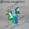 Mini Silikonvatten Bongs 10 Färgglada glas Vattenrör Silikonvatten Bongs Handrör Glas Bongs Glass Bowl Silicone Wax Pad