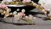 Braut Kopfschmuck Blume Perle Kristall Hochzeit Stirnbänder mit Ohrring Tiaras Frauen Mädchen Haarband Kopfschmuck Strand Party Haar Acce1032962