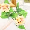 A flor artificial da multi cor das videiras da flor de 2.45M Rosa com verde sae dos artigos 3 5ql ff dos artigos de festas do banquete de casamento