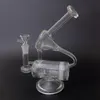 Wholesale Klein Recycler Hookahs 9インチのガラスボッツオイルDABリグ14mmの女性のジョイント櫛Percのチャンバー跳ぶボウルの澄んだ水のパイプ4mmの厚い