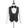 Custom Made Groomsmen Black Pattern Groom Tuxedos Shawl Lapel Men Suits Side Vent Wedding/Prom Best Man ( Jacket+Pants+Vest+Tie ) K945