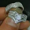 Fashion Jewelry Fine Jewellery Gem cz 5A Zircon stone 10KT White Gold Filled Wedding Ring Set Sz 5-10 Free shipping R57