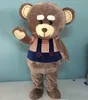 2018 Costume de mascotte d'ours en peluche marron à grosse tête et gros ventre de haute qualité pour adulte à porter