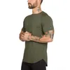 Mężczyzna T-shirt Haftowany Pure Color Fitness T Shirt Mężczyźni Casual Bawełna Nieregularne Siłownie Tees Moda Boutique Odzież