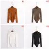 Women Sexy Autumn Body Suit Mock Neck Long Sleeve Bodysuit Party Tops Rompers Womens Jumpsuit 4 Colors LJJO4314